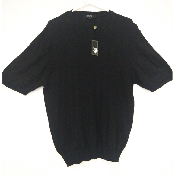 Raffi Linea Uomo Mens Short Sleeve Black Sweater Modal Made In Italy NWT SZ M - Picture 1 of 9